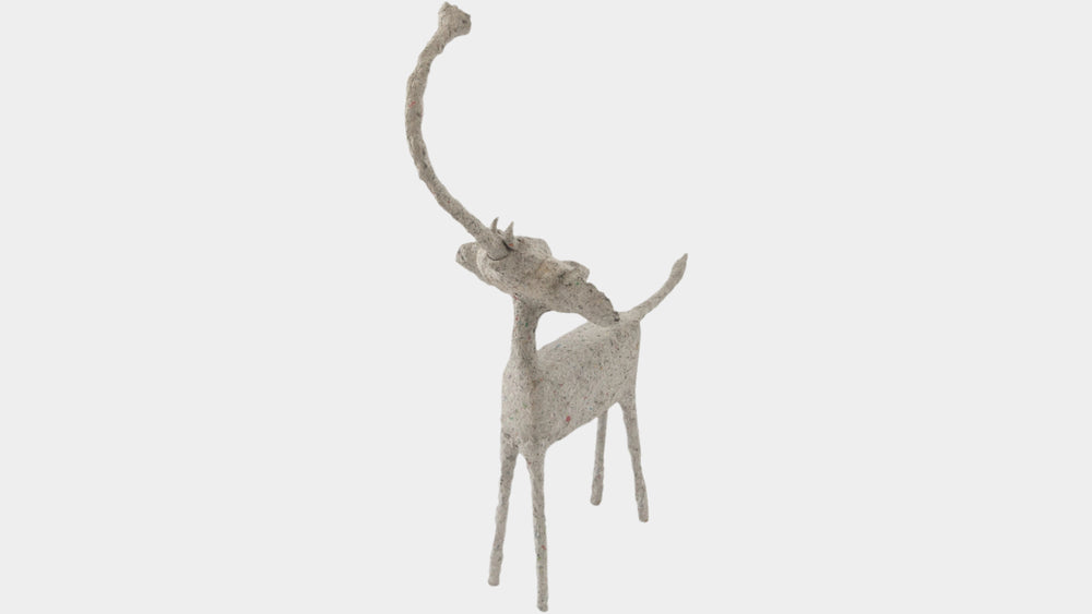 Trunk Up Elephant Paper Mache Sculpture 25”H Tabletop