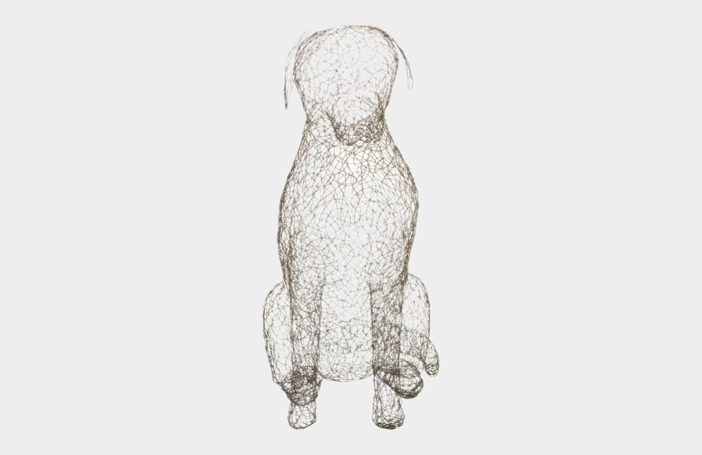 Crazy Wire Retriever Sculpture - Bronze Metal Wire Art