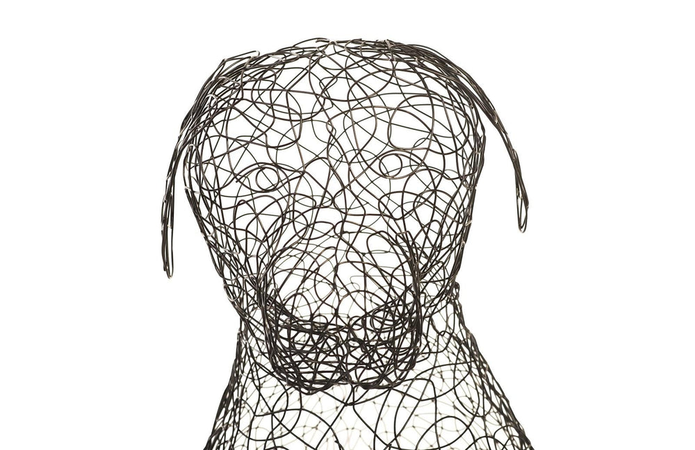Crazy Wire Retriever Sculpture - Bronze Metal Wire Art