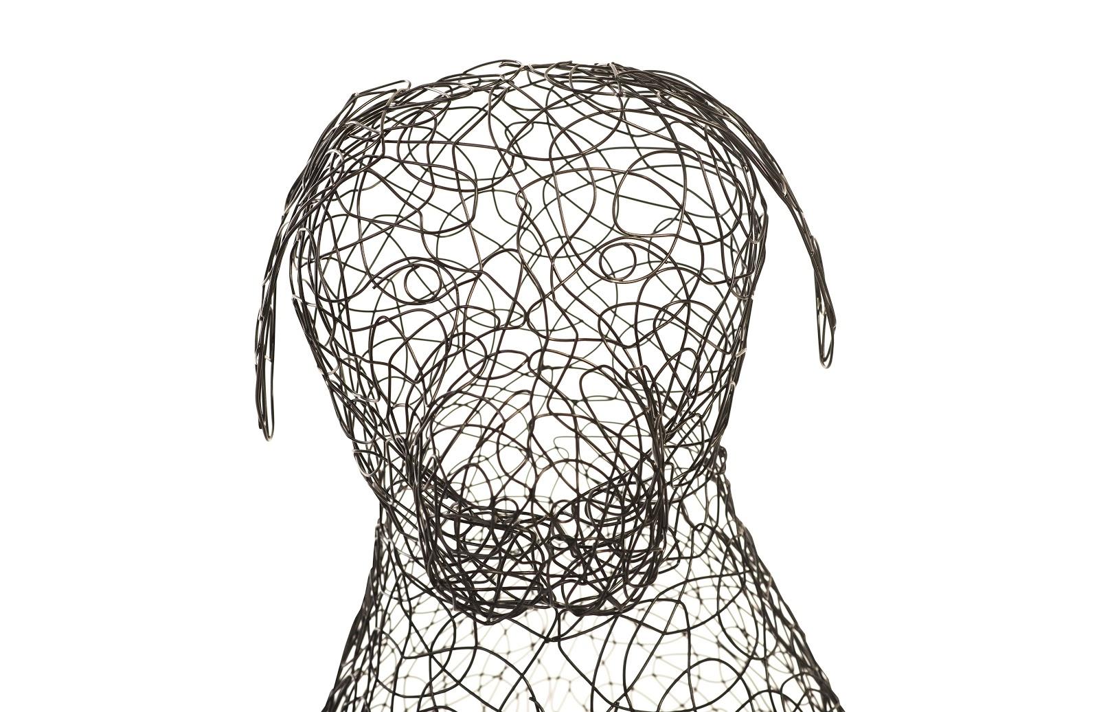 Crazy Wire Retriever Sculpture - Bronze Metal Wire Art