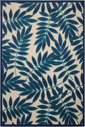 Aloha Navy Tropical Polypropylene Area Rug