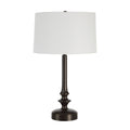 Zyra 30" Tall Matte Dark Bronze Iron Table Lamp with Tapered Linen Shade