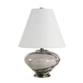 Monumento 15.75" Tall Grey Bolgi Marble Table Lamp with Tapered Linen Shade