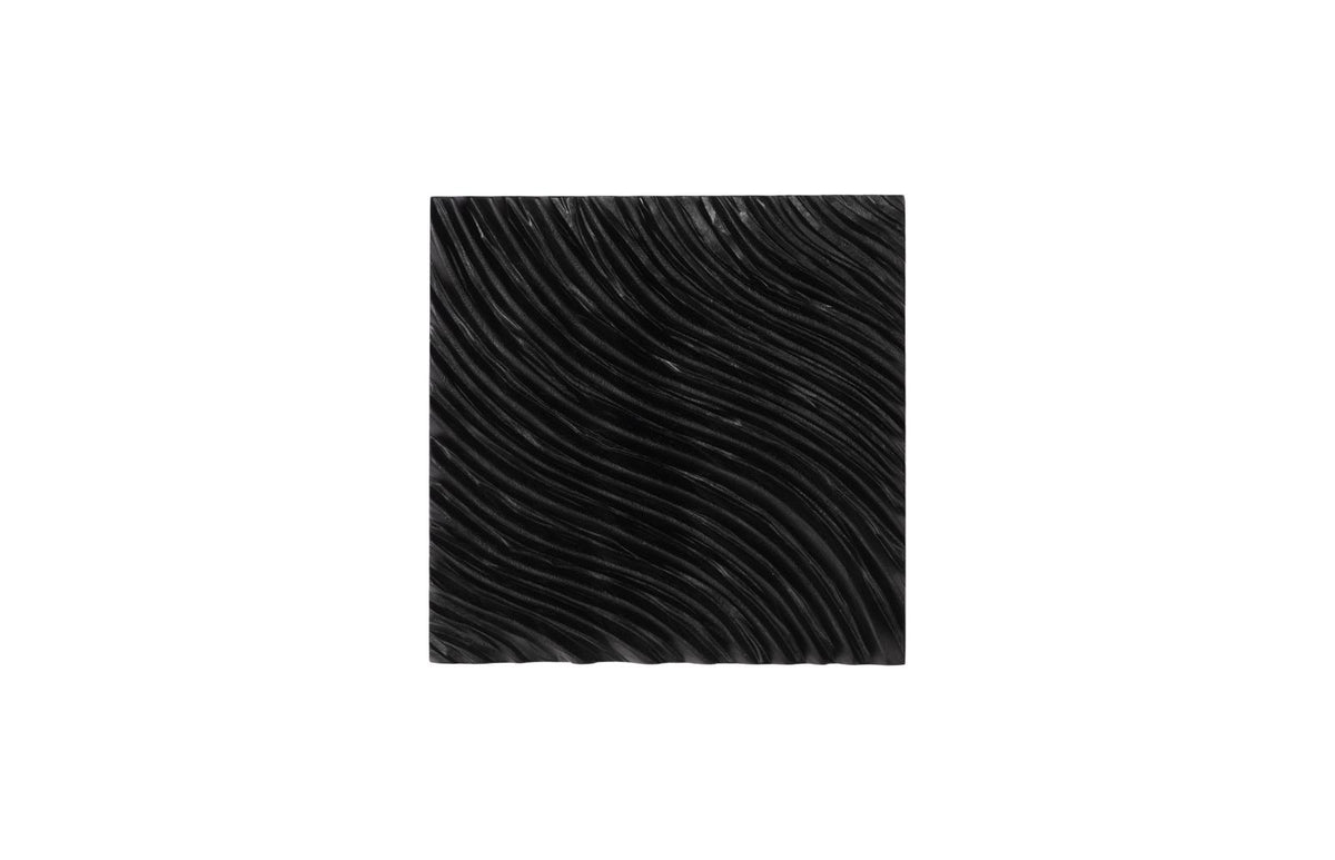 Carved Wall Tile | Wood / Chamcha Wood - Black, Wave