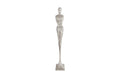 Tall Chiseled Female Sculpture | Resin – Silver Leaf