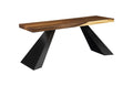 Tapered Wood Console | Black Metal Legs