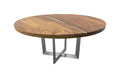 Chuleta Round Dining Table on Stainless Steel Base | Wood / Chamcha Wood