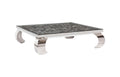 Shell Coffee Table – Glass Top – Ming Stainless Steel Legs