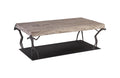 Atlas Coffee Table | Chamcha Wood – Gray Stone Finish – Metal