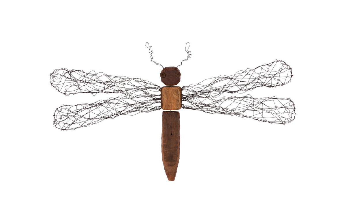 Wire Wing Dragonfly | Wood - LG