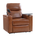 Lothaire Genuine Leather Recliner in Saddle