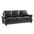 Gerardo Genuine Leather Sofa in Navy