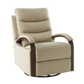 Konradin Genuine Leather Swivel Rocking Manual Recliner in Beige