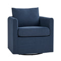Asser Slipcovered Swivel Chair in Navy