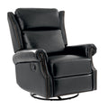Albert Genuine Leather Manual Swivel Glider Recliner in Black