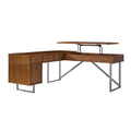 Alfons L Shape Lift Top Office Desk in Walnut