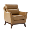 Mid-Century Mordern Genuine Leather Armchair in Camel