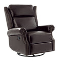 Albert Genuine Leather Manual Swivel Glider Recliner in Espresso
