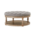 Deoius Tufted Round Cocktail Ottoman with Storage in Grey