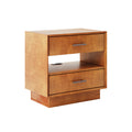 Peter 2-Drawer Nightstand with Built-In Outlets in Acorn
