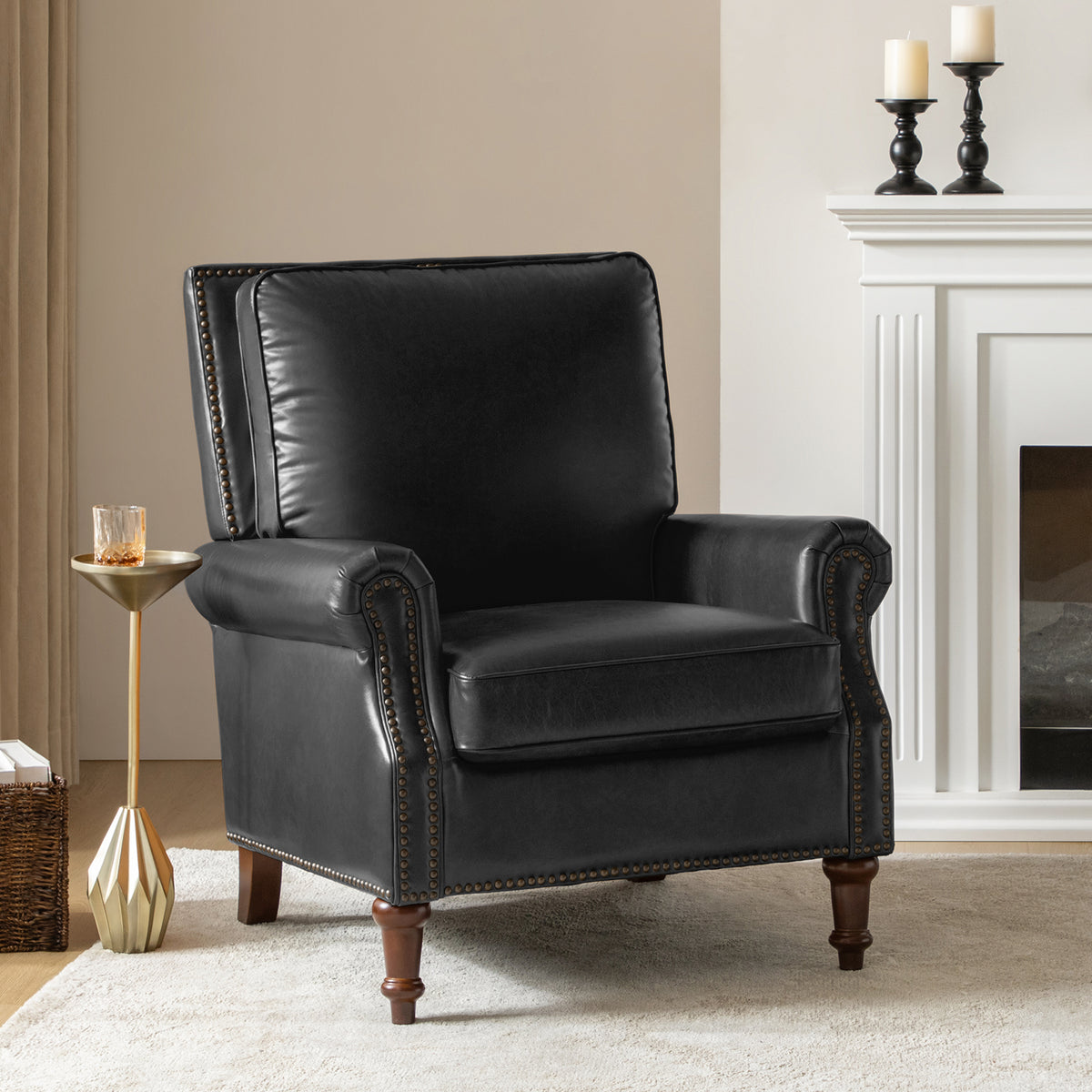 Raymond  Genuine Leather Armchair in Black