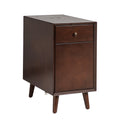 Mitch End Table with Storage and Built-In Outlets in Walnut