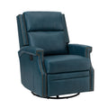 Louise Genuine Leather Swivel Rocker Recliner in Turquoise