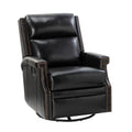 Louise Genuine Leather Swivel Rocker Recliner in Black
