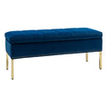 Fabio Upholstered Flip Top Storage Bench in Navy