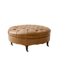 Idalia Genuine Leather Ottoman in Camel