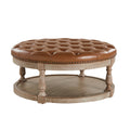Antonia Vegan Leather Ottoman in Camel