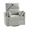 Archibald Power Rocking Swivel Nursery Recliner in Light Grey