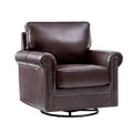 Higinio Genuine Leather Swivel Rocker Chair in Espresso