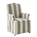 Kanrad Slipcover Dining Chair with Casters in Strip