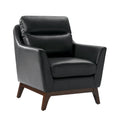 Mid-Century Mordern Genuine Leather Armchair in Black