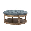 Deoius Tufted Round Cocktail Ottoman with Storage in Blue