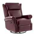 Albert Genuine Leather Manual Swivel Glider Recliner in Burgundy