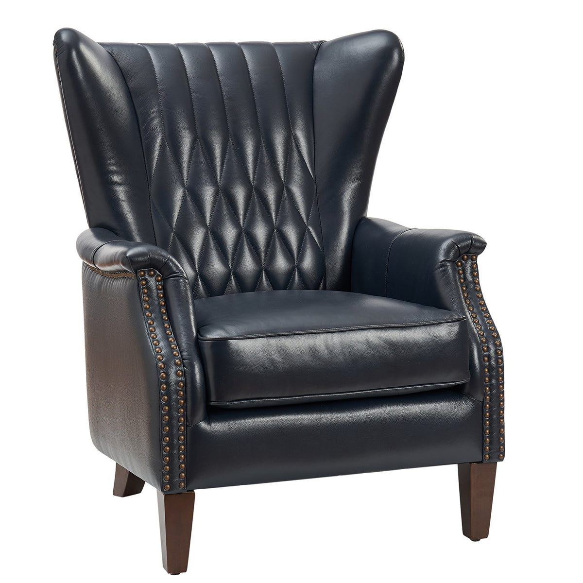 Xaver Genuine Leather Armchair in Navy