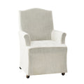 Kanrad Slipcover Dining Chair with Casters in Ivory