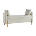 Arrigo Upholstered Flip Top Storage Bench in Ivory
