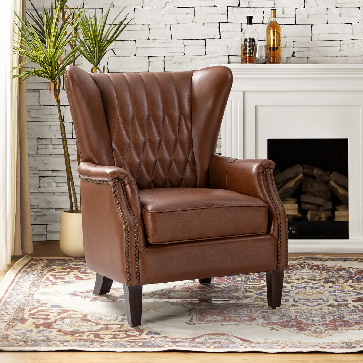 Xaver Genuine Leather Armchair in Brown