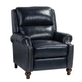 Franco Genuine Leather Recliner in Navy
