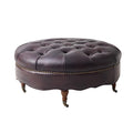 Idalia Genuine Leather Ottoman in Espresso
