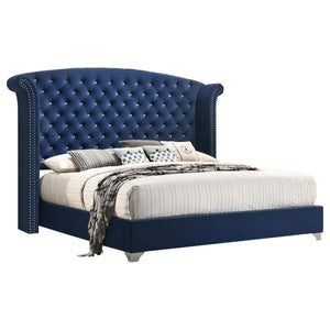 Melody Wingback Upholstered Bed Pacific Blue