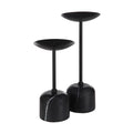 Uma Indoor Iron Set Of 2 Pillar Candle Holder, Matte Black
