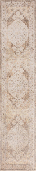 Astra Machine Washable Beige Vintage Polyester Area Rug