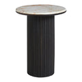 Alessio Indoor Breccia Marble Side Table, Walnut