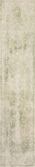 Astra Machine Washable Ivory Green Vintage Polyester Area Rug