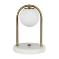 Barca 11.75" Tall Dark Antique Brushed Brass Iron Table Lamp with Round Glass Shade
