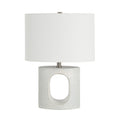Damian 16.5" Tall Grey With Black Speckled Resin Table Lamp with Drum Linen Shade